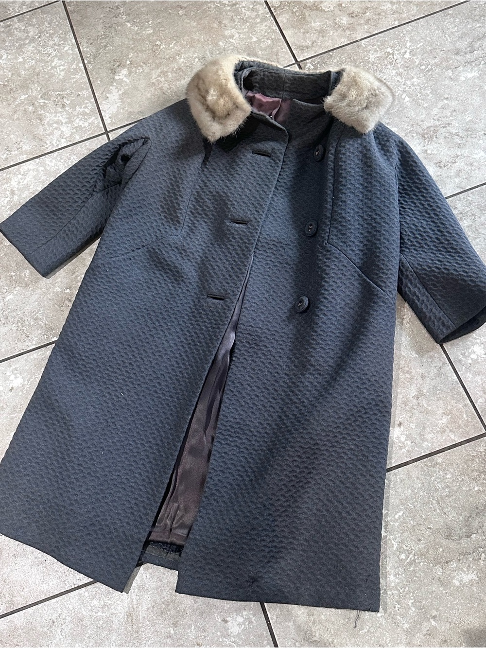 Vintage union made ILGWU 50’s 60’s wool coat mink collar